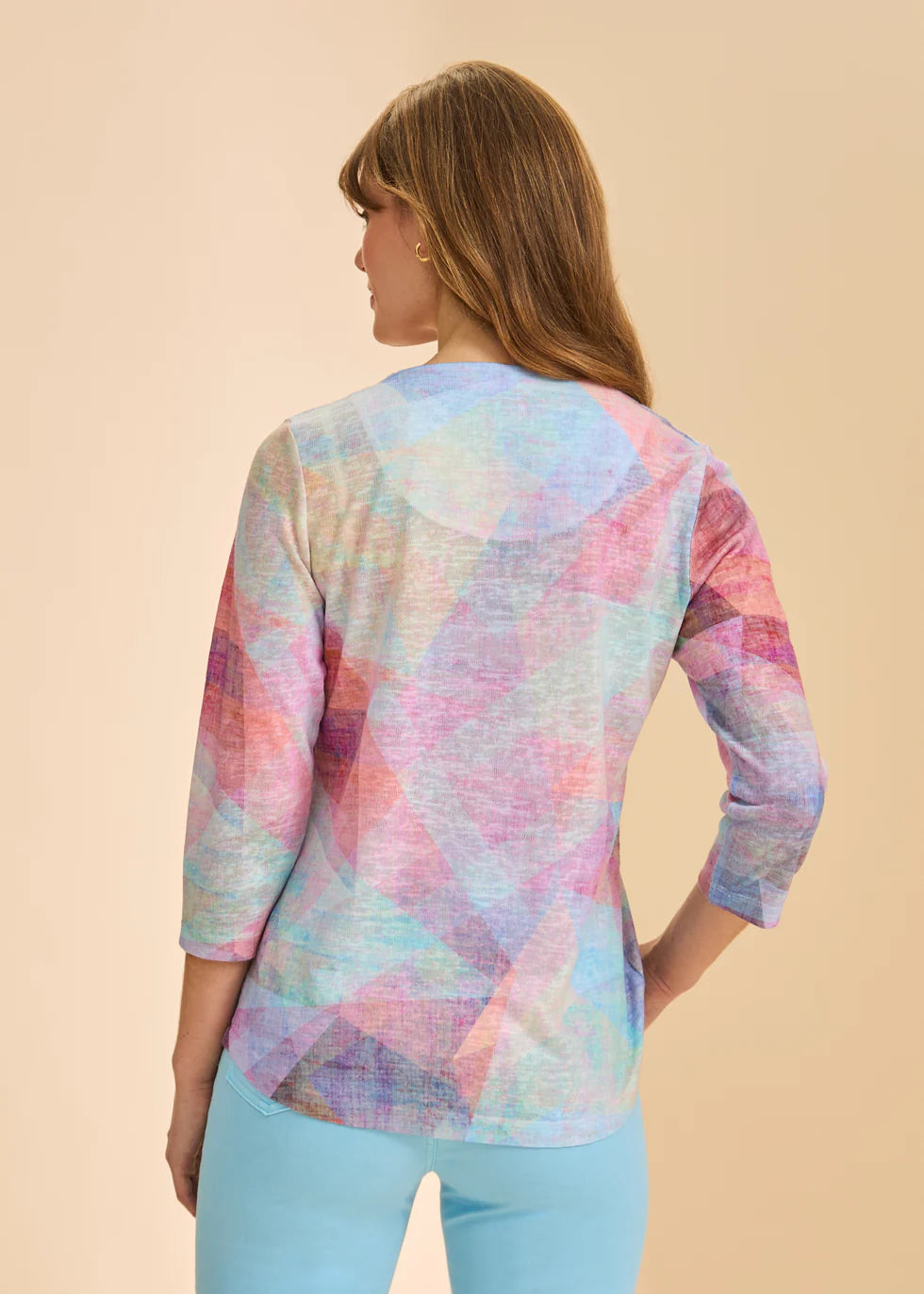 FDJ NOTCH NECK KNIT TOP IN PRISM