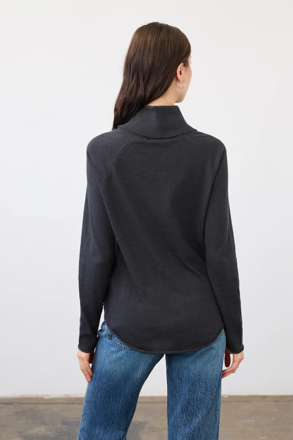 FDJ COWL NECK SWEATER IN BLACK HEATHER