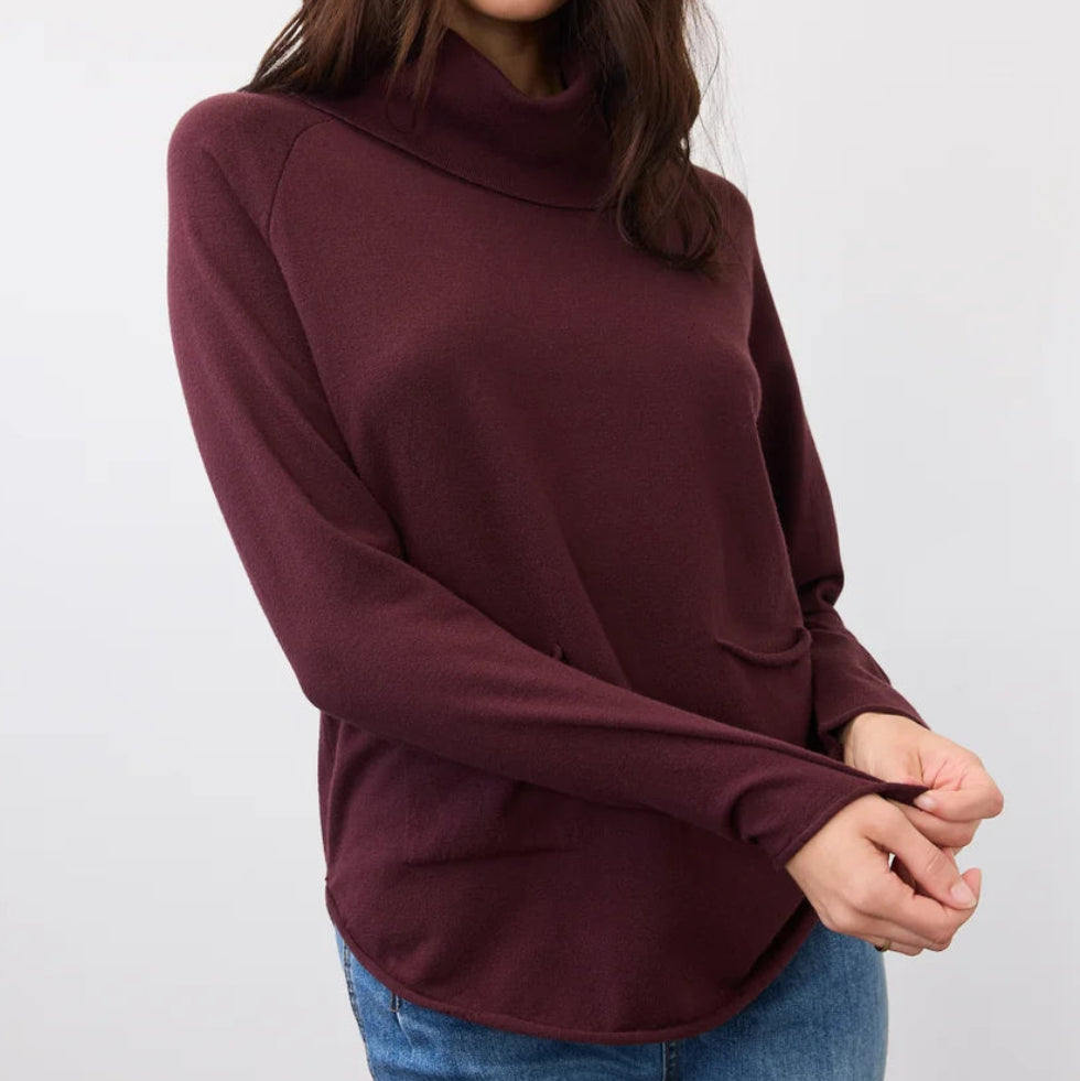 FDJ COWL NECK SWEATER IN FIG