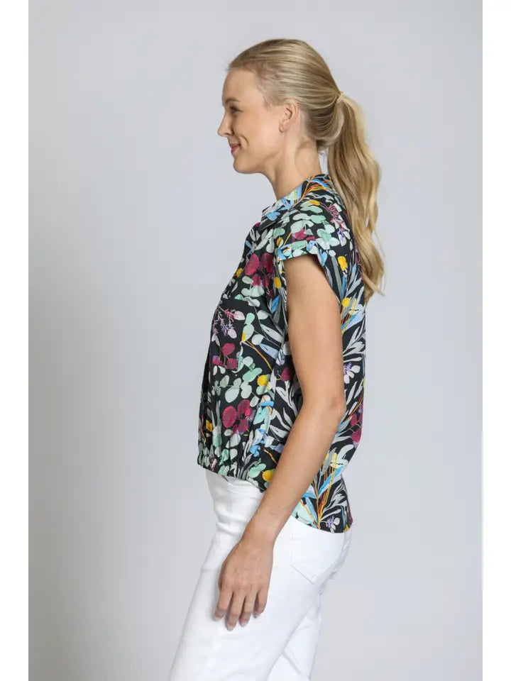 APNY PRINTED WRAP HI LO BLOUSE