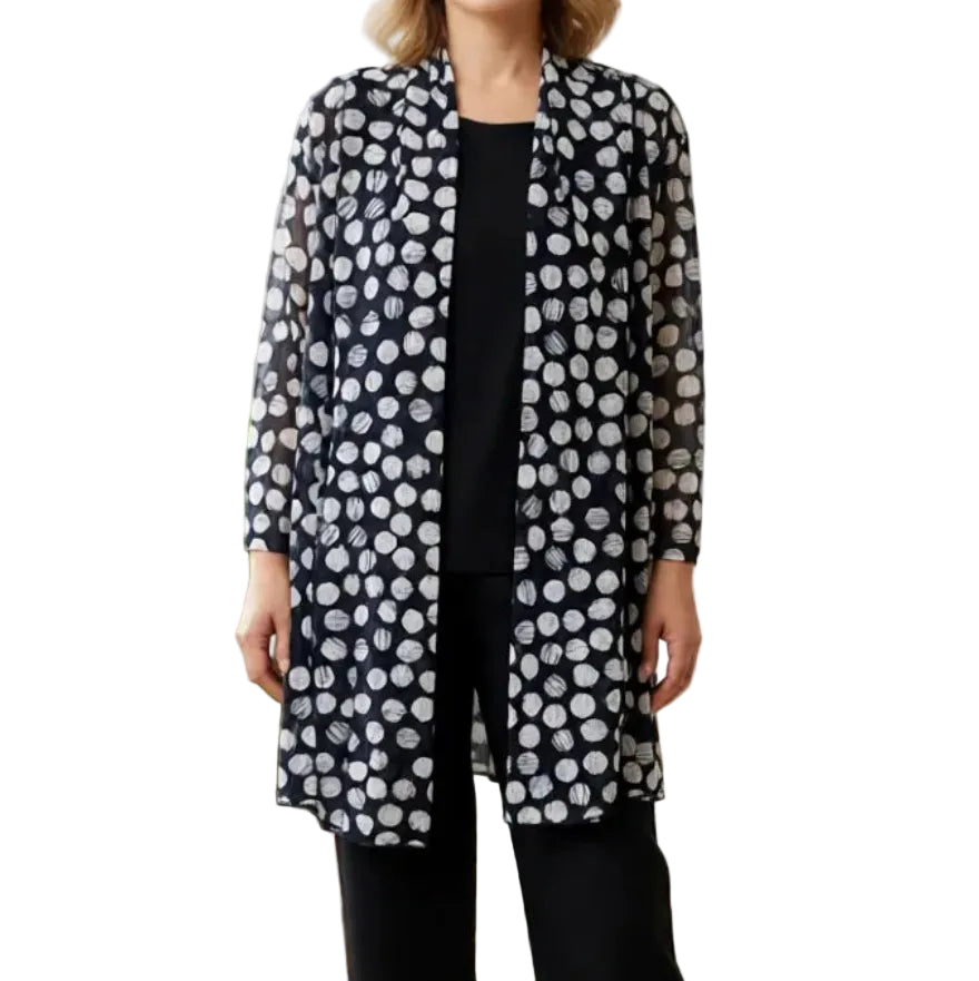CREATION PRINTED MESH CARDIGAN-MID LENGTH (INK)