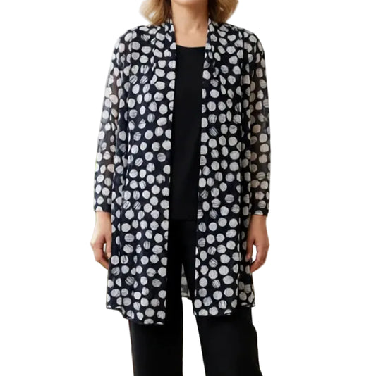 CREATION PRINTED MESH CARDIGAN-MID LENGTH (INK)