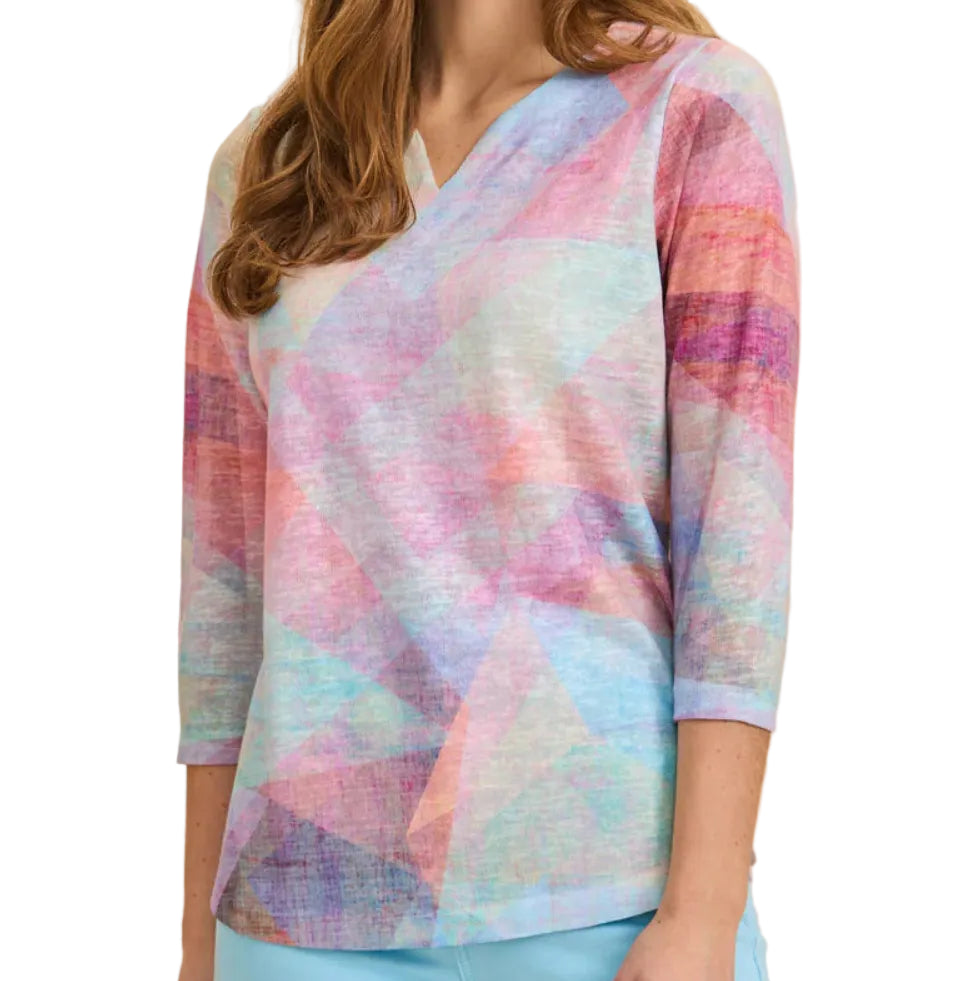 FDJ NOTCH NECK KNIT TOP IN PRISM