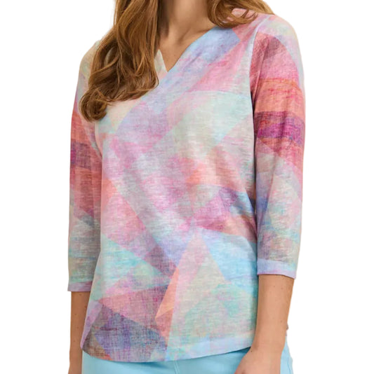 FDJ NOTCH NECK KNIT TOP IN PRISM