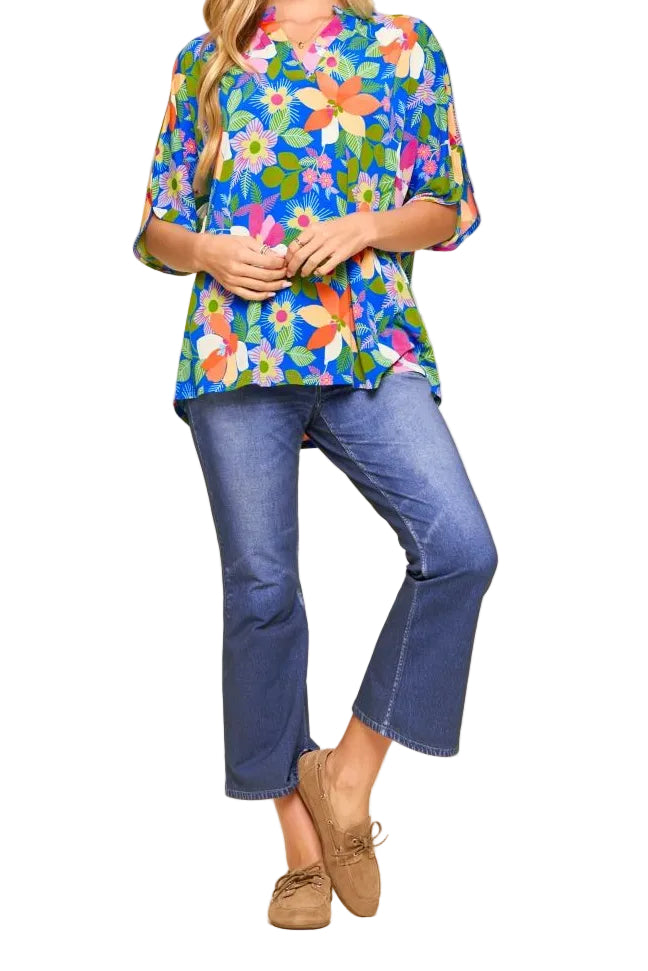 DEAR SCARLETT TROPICAL PRINT TOP