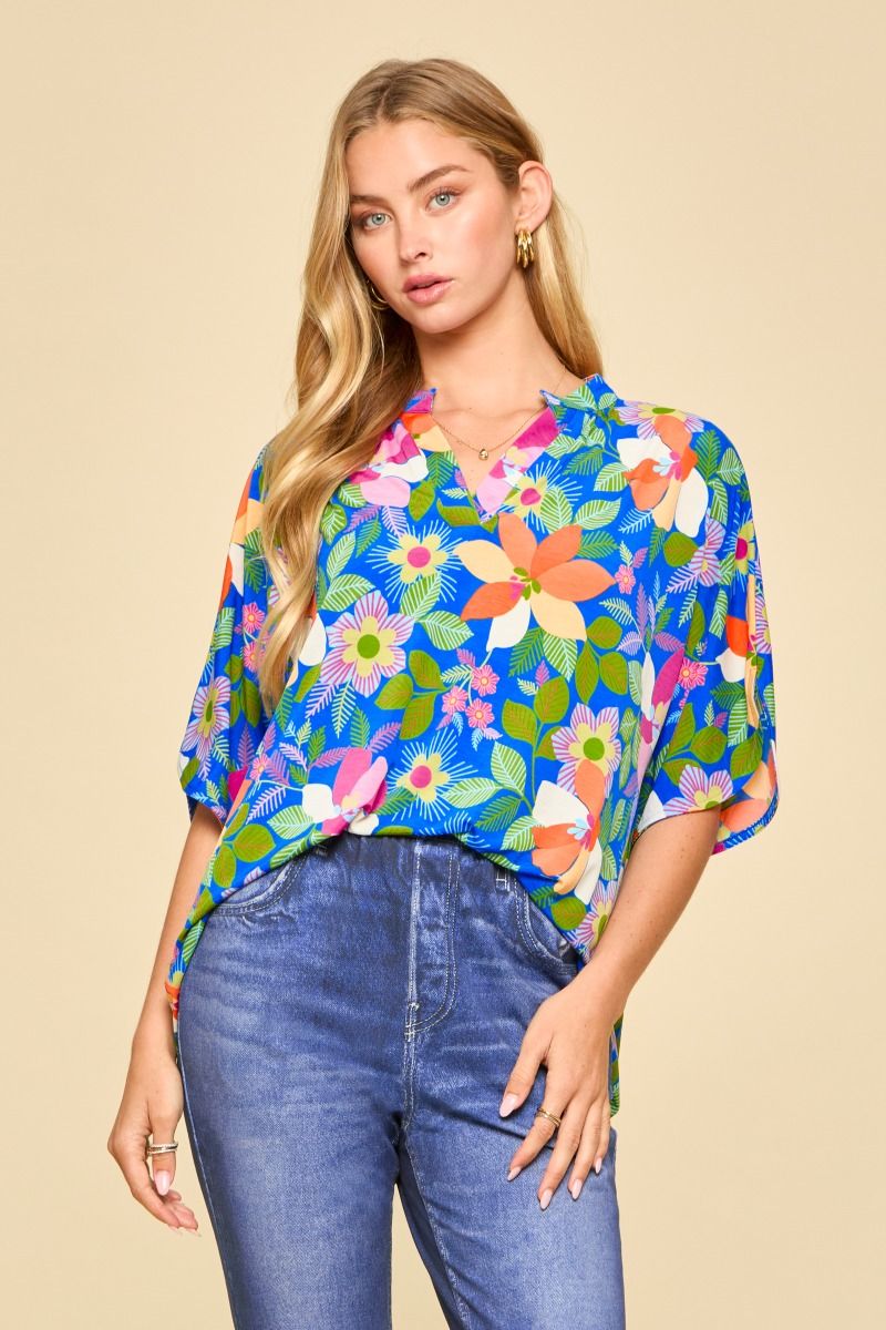 DEAR SCARLETT TROPICAL PRINT TOP