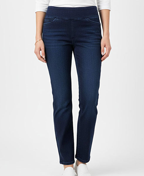 ETHYL PULL ON DARK WASH ANKLE PANTS