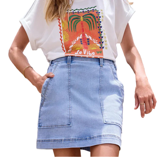 TRIBAL COMFORT STRETCH AUDREY PULL ON DENIM SKORT
