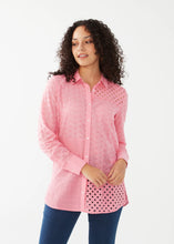 Load image into Gallery viewer, FDJ PATCH TUNIC EYELET TOP IN FLAMINGO
