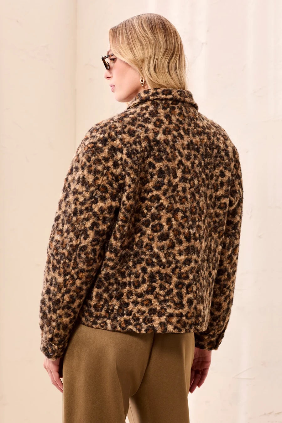 TRIBAL BOUCLE BUTTON FRONT ANIMAL PRINT JACKET