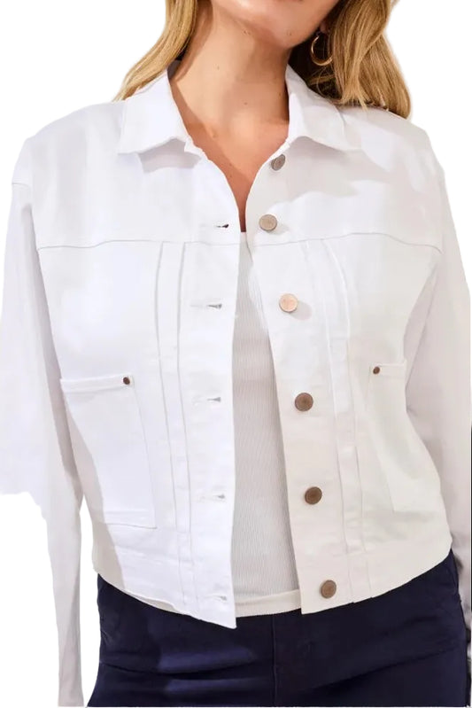 TRIBAL COMFORT STRETCH DENIM BUTTON FRONT JACKET