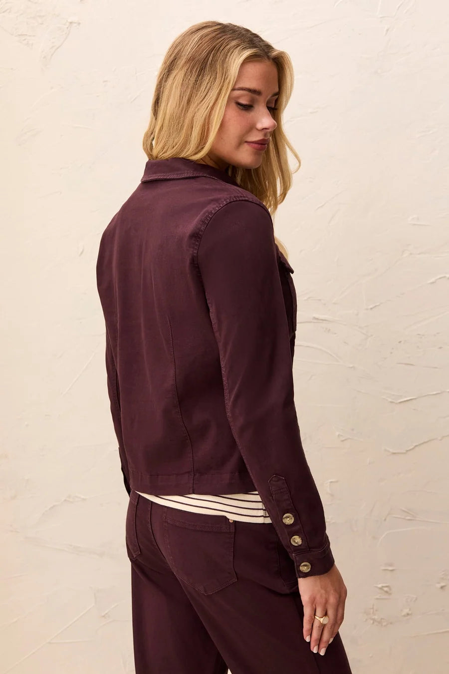 TRIBAL COMFORT STRETCH LONG SLEEVE BUTTON FRONT JACKET