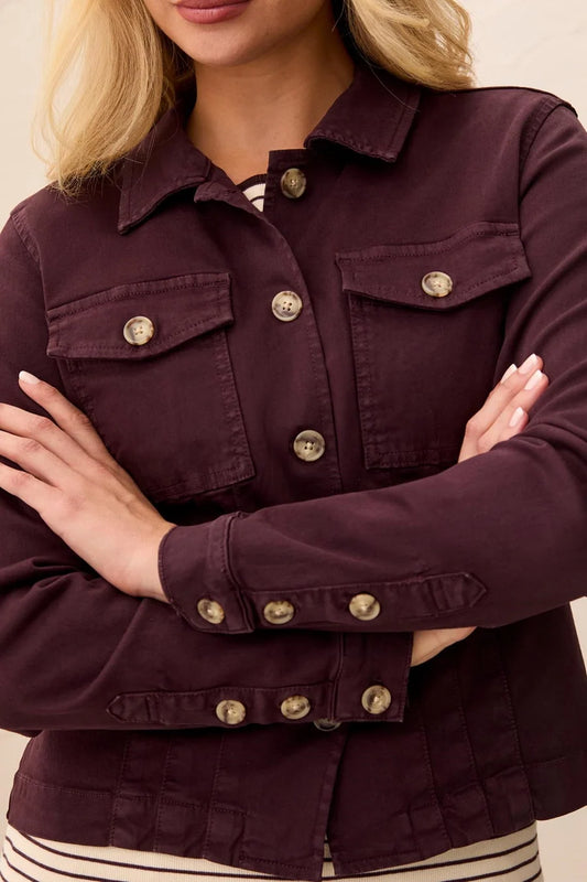 TRIBAL COMFORT STRETCH LONG SLEEVE BUTTON FRONT JACKET