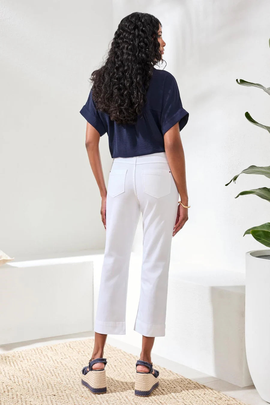 TRIBAL COMFORT STRETCH CROP PANTS IN WHITE