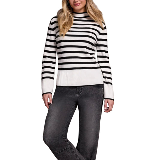 TRIBAL LIGHTWEIGHT MOCK NECK STRIPED SWEATER