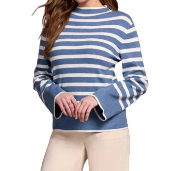 TRIBAL LIGHTWEIGHT MOCK NECK STRIPED SWEATER