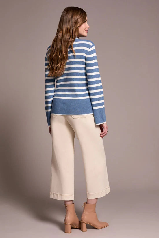 TRIBAL LIGHTWEIGHT MOCK NECK STRIPED SWEATER