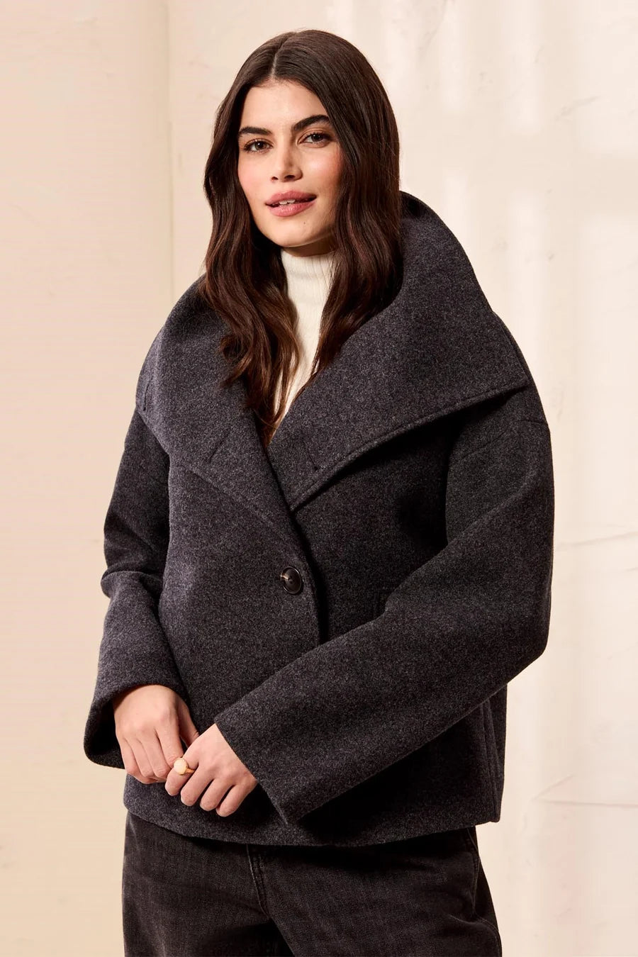 TRIBAL SOFT STRUCTURED FUNNELNECK BUTTON FRONT JACKET