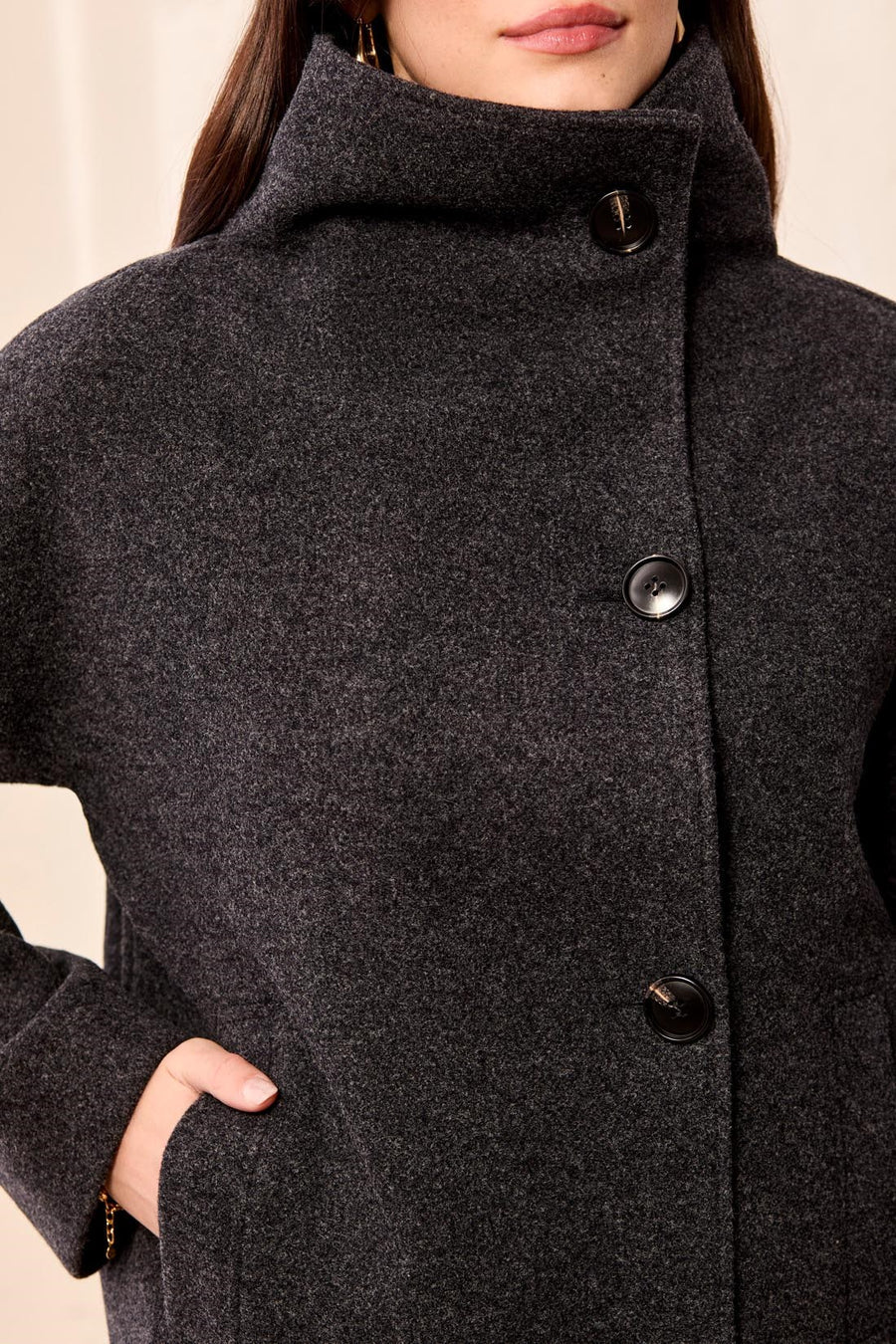 TRIBAL SOFT STRUCTURED FUNNELNECK BUTTON FRONT JACKET