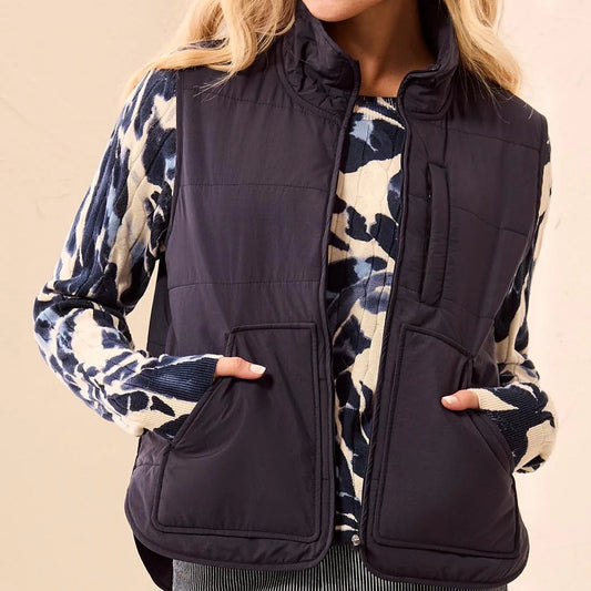 TRIBAL SAPPHIRE PACKABLE PUFFER ZIP UP VEST