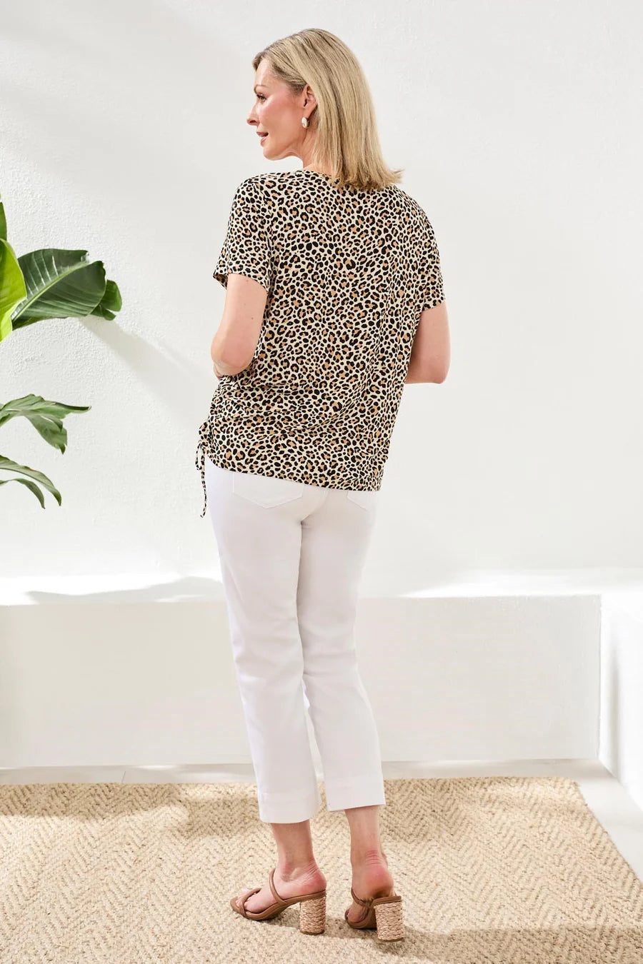 TRIBAL PRINTED JERSEY CREW NECK TOP