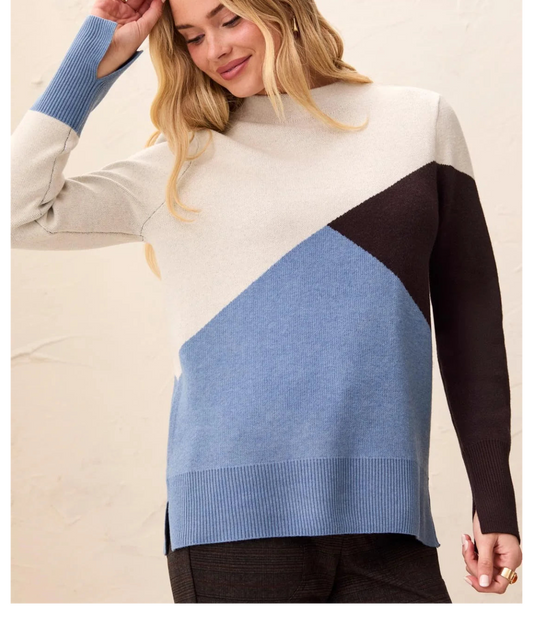 TRIBAL SOFT KNIT COLORBLOCK MOCK NECK