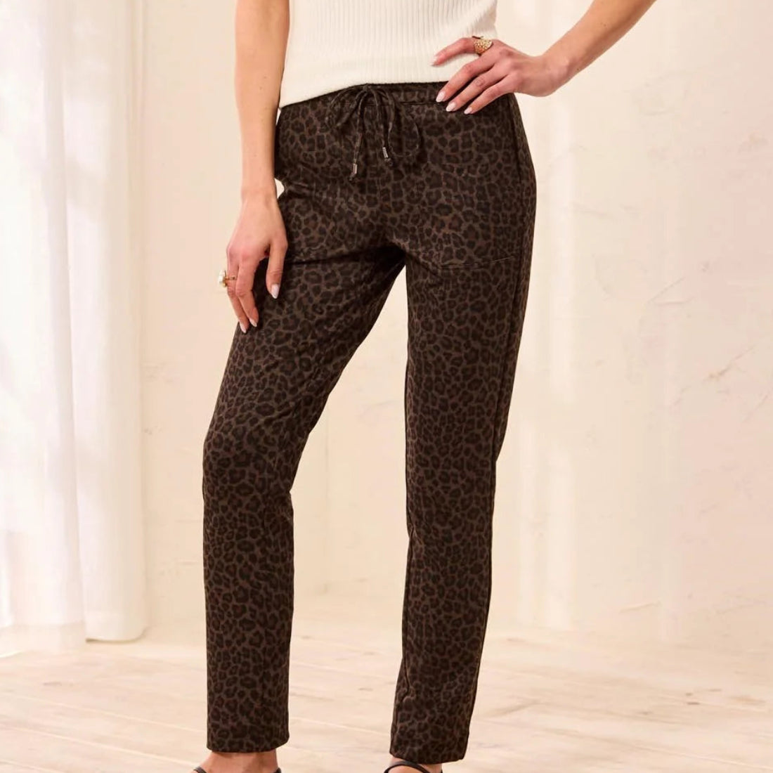TRIBAL PONTE ELASTIC WAIST PULL ON PANTS
