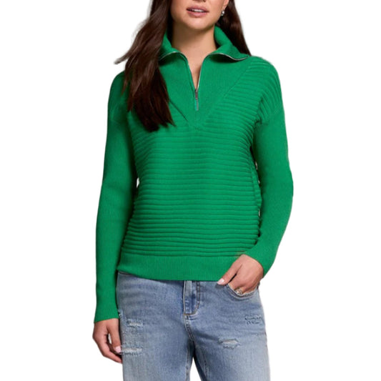 TRIBAL SOFT ZIP UP V NECK SWEATER