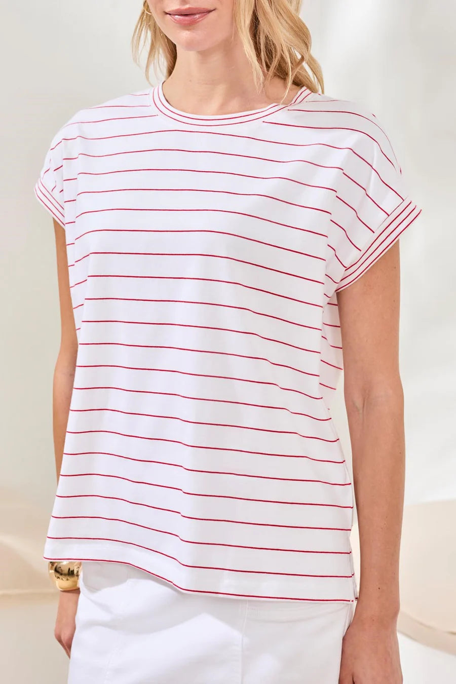 TRIBAL STRIPE JERSEY CAP SLEEVE