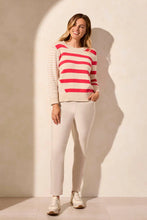 Load image into Gallery viewer, TRIBAL STRIPED CONTRAST SIDE CREW NECK
