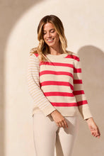 Load image into Gallery viewer, TRIBAL STRIPED CONTRAST SIDE CREW NECK
