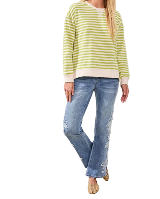 TRIBAL COTTON CREWNECK DROP SHOULDER TOP