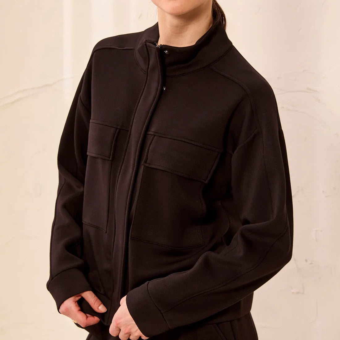 TRIBAL TECHNO LUX MOCK NECK ZIP UP JACKET