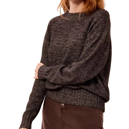 TRIBAL TEXTURED CREW NECK HIGH LOW SWEATER