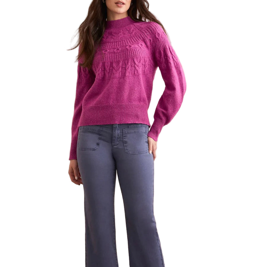 TRIBAL TWO TONE MOCK NECK SWEATER