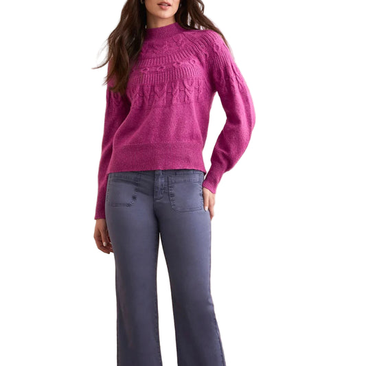 TRIBAL TWO TONE MOCK NECK SWEATER