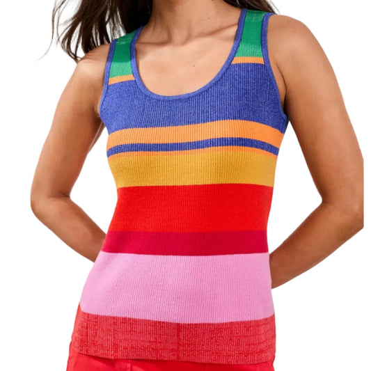 TRIBAL TEXTURED U-NECK COLORBLOCK TANK