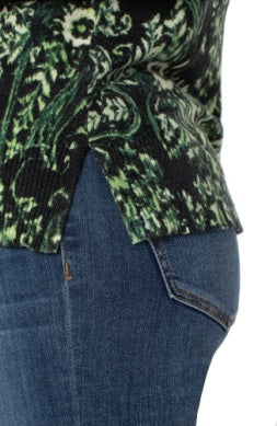 LIVERPOOL LONG RAGLAN SLEEVE TOP IN PAISLEY PRINT