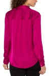 LIVERPOOL LONG SLEEVE WOVEN BUTTON UP IN FUCHSIA