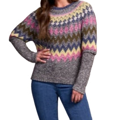 TRIBAL INTARSIA SWEATER IN PINK FLAMBE