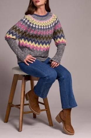 TRIBAL INTARSIA SWEATER IN PINK FLAMBE