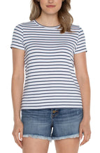 Load image into Gallery viewer, LIVERPOOL WHITE/INDIGO DUSK STRIPE TOP

