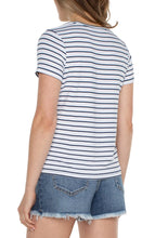 Load image into Gallery viewer, LIVERPOOL WHITE/INDIGO DUSK STRIPE TOP
